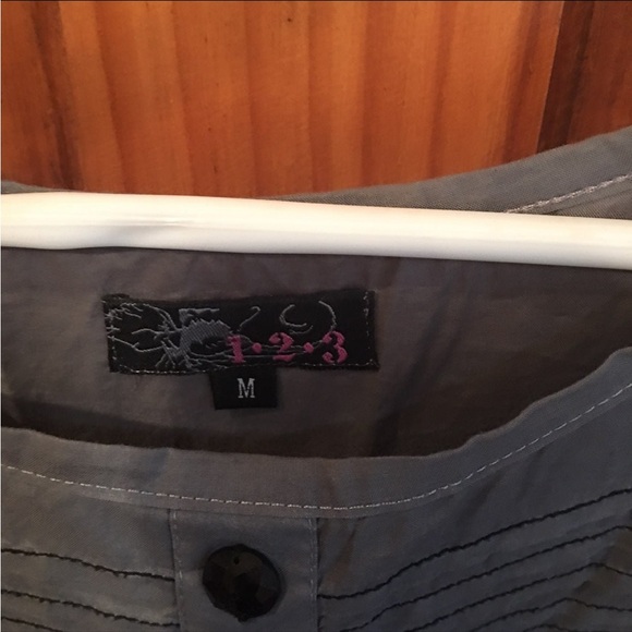 123 gray embroidered top M - Picture 4 of 6